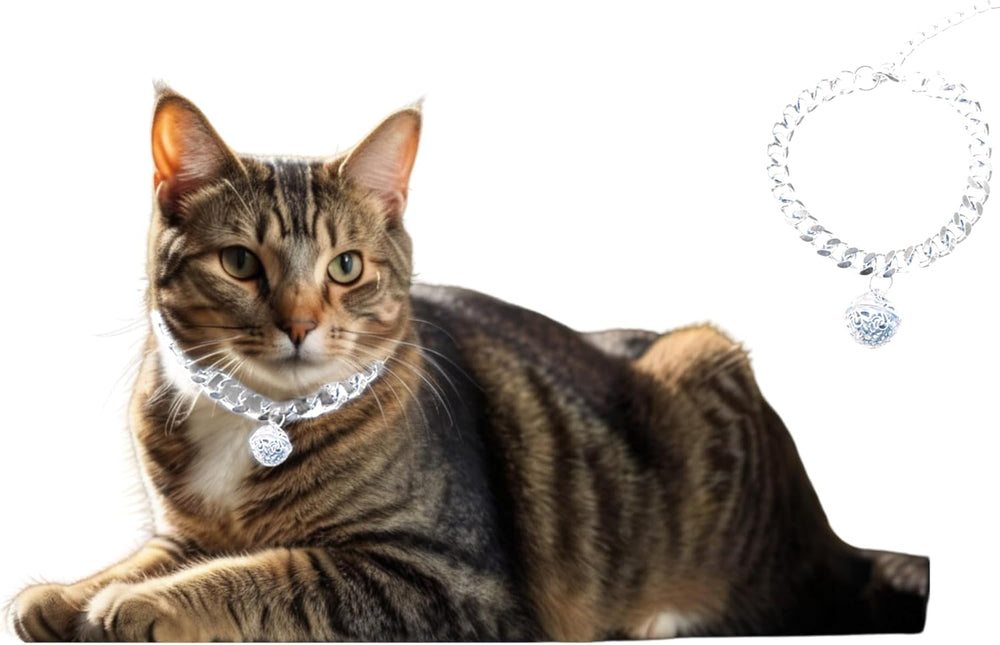 Gold Cat Chain Collar With Bell Lightweight Metal Necklace For Long Lasting Wear, Adjustable Jewelry For Cats And Dogs