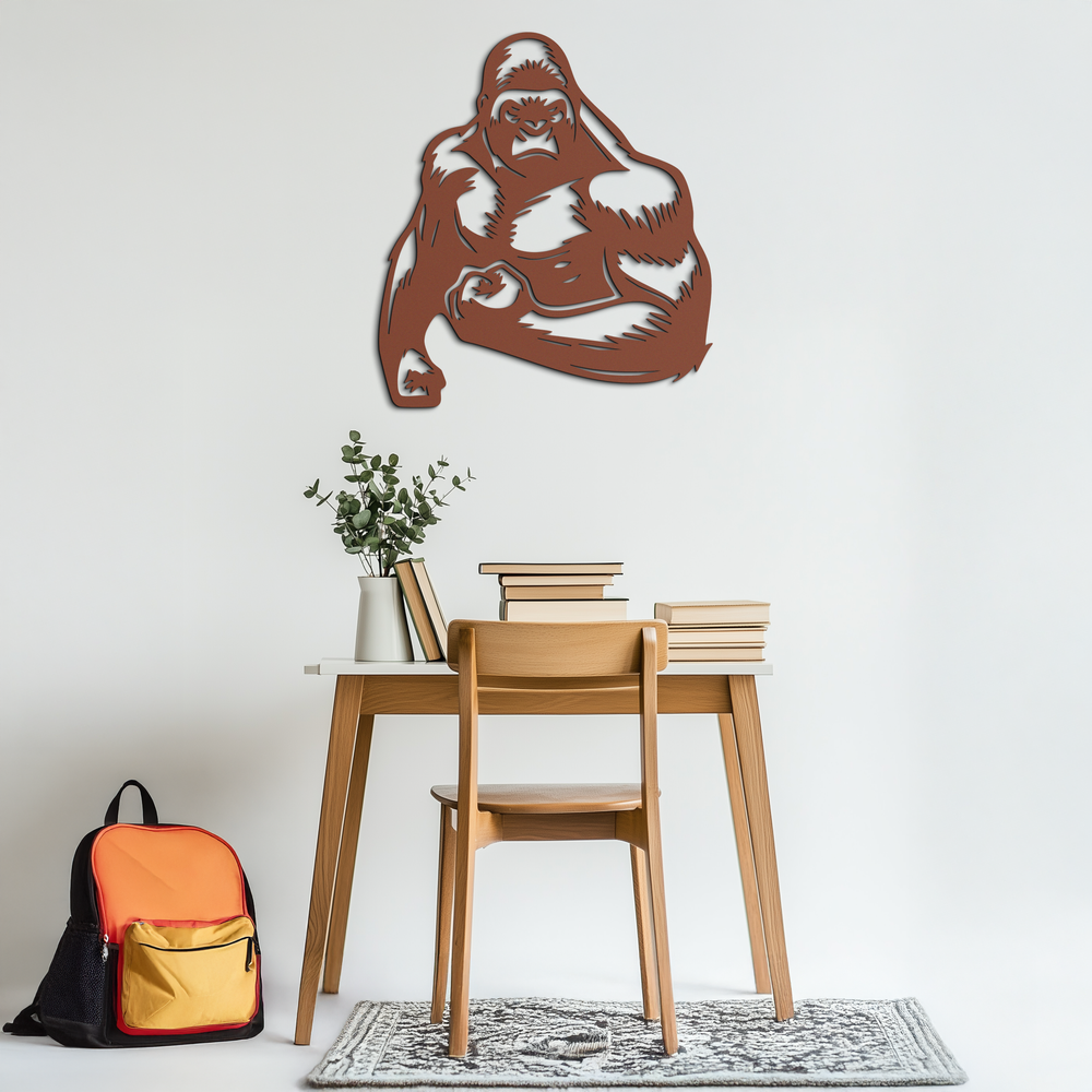 Angry Gorilla Metal Wall Art – Fierce Jungle Animal Decor for Gym and Man Cave- KAF592