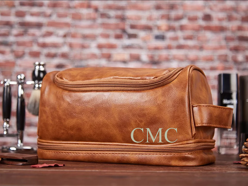 Personalized Toiletry Bag Groomsman Gift for Him Engraved Dopp Bag Leather Dopp Kit Boyfriend Gift for Men for Dad Christmas Gift for Him