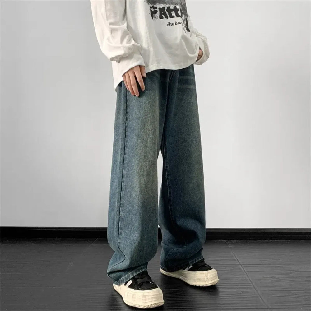 Vintage Wide Leg Denim Pants – Men's Harajuku Streetwear Jeans