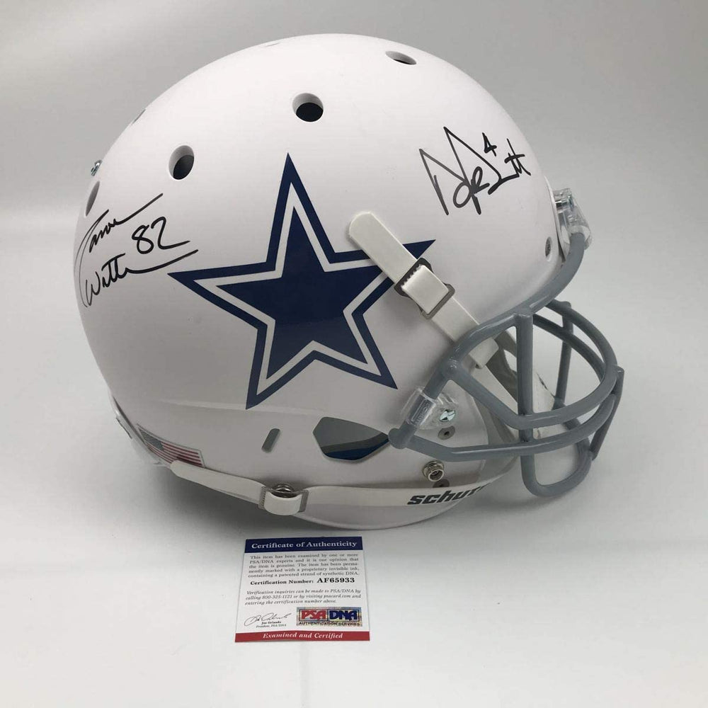 Autographed/Signed Dak Prescott & Jason Witten Dallas Cowboys Full Size FS F/S Replica Football Helmet PSA/DNA COA