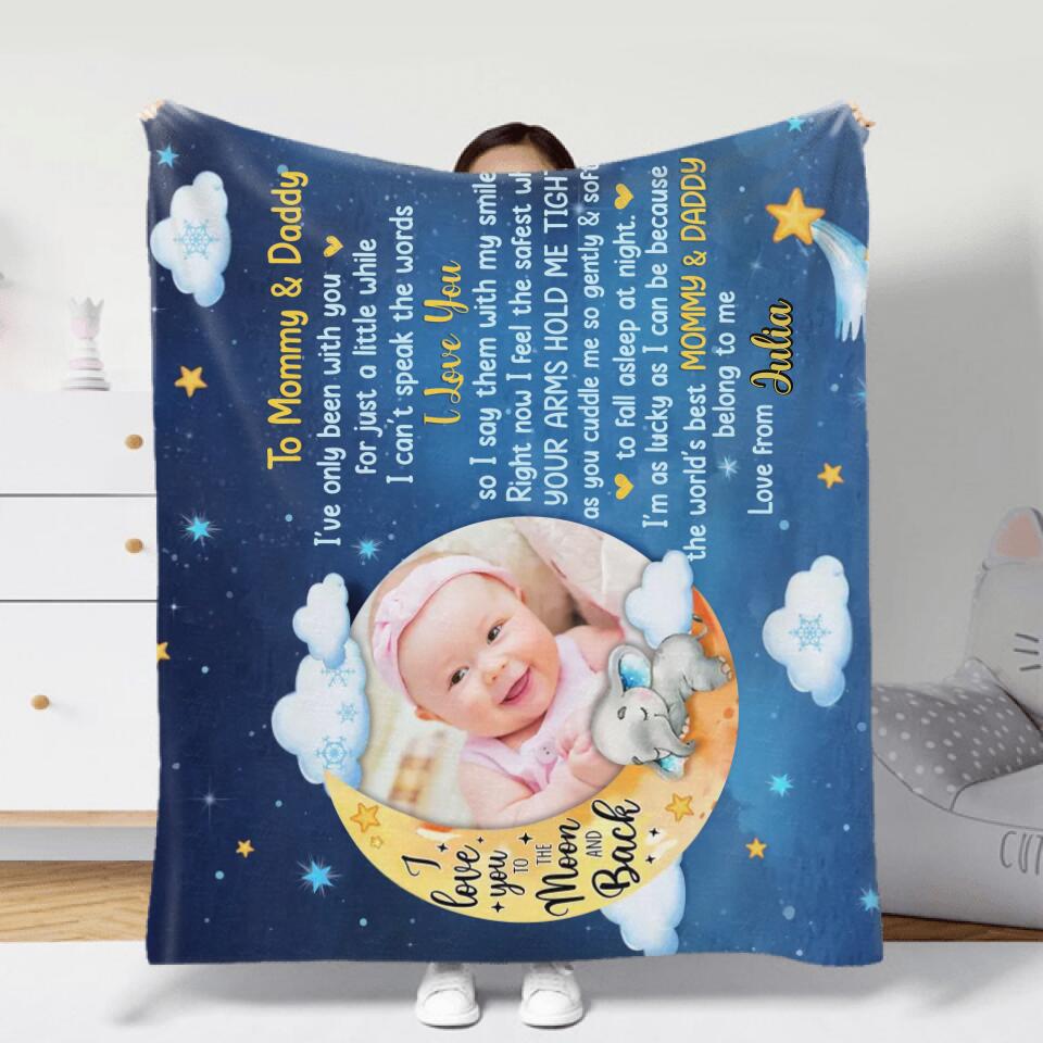 Personalized Baby Photo Fleece Throw Blanket - Gift Idea For Baby - To Mommy & Daddy