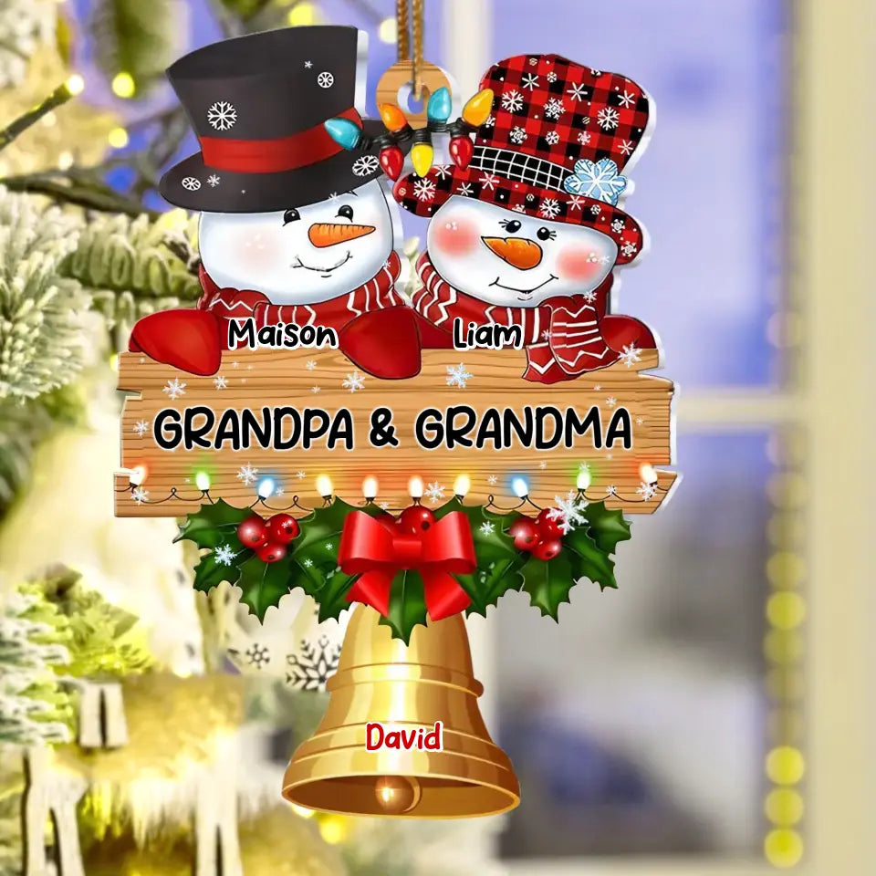 Personalized Grandpa & Grandma Acrylic Ornament - Christmas Gift Idea For Grandparents And Kids - Up to 10 Kids