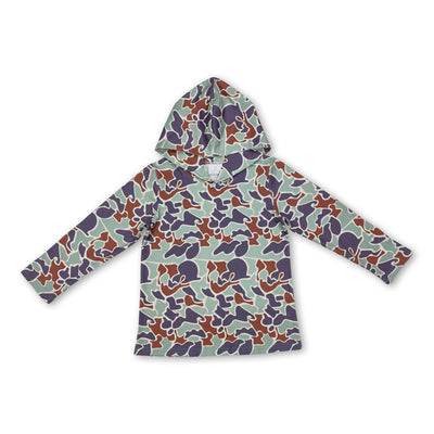 Long sleeves mint camo kids boys hoodie