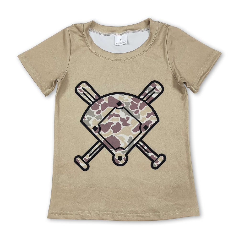 Short sleeves golf khaki camo kids boys T-shirt