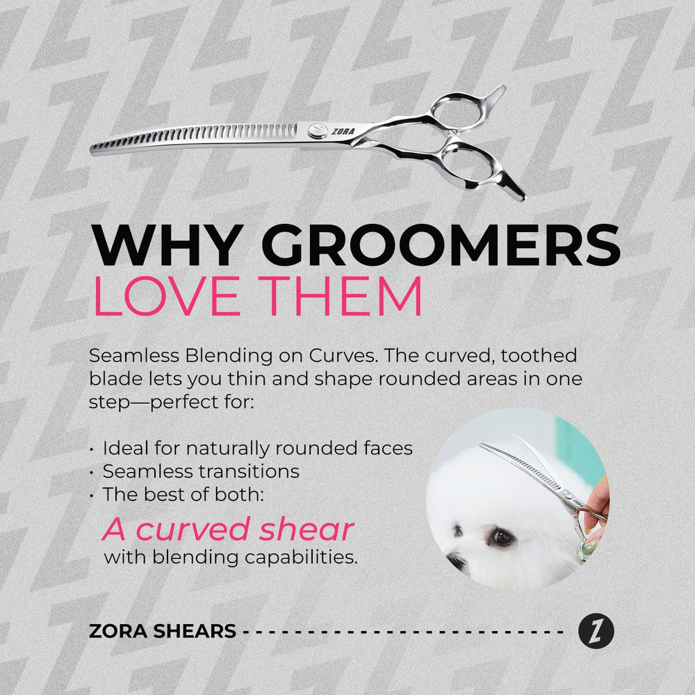 Zora Pet Grooming Curved Blender Shear - Model A-7533C