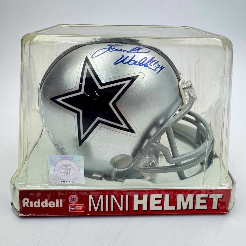 Autographed/Signed Herschel Walker Dallas Cowboys Mini Football Helmet PSA COA