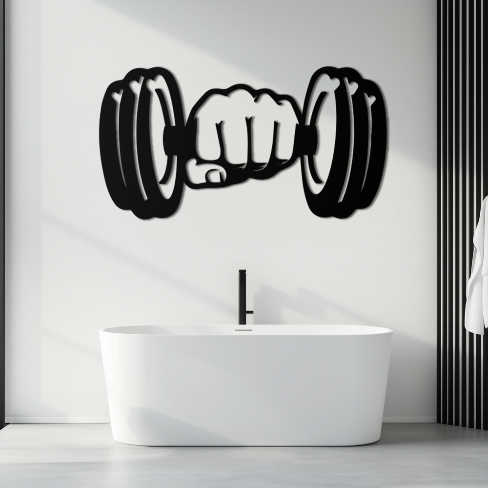 Gym Dumbbell Power Metal Wall Art - Bold and Motivational Gym Decor - KAF143