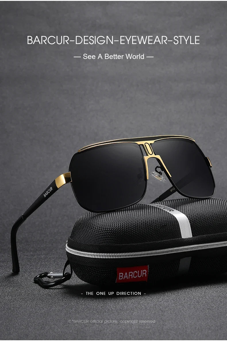 BARCUR Polarized Sunglasses for Men – Trendy UV400 Gradient Lens Oval Comfortable Frame Sports Driving Hiking Fishing Outdoor Fashion Eyewear with Durable Stainless Steel Frame – Casual Apparel Accessory Gift for Him