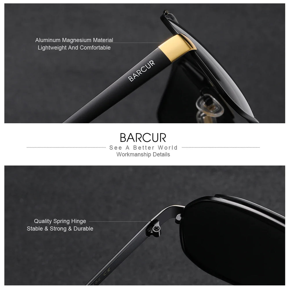 BARCUR Polarized Sunglasses for Men – Trendy UV400 Gradient Lens Oval Comfortable Frame Sports Driving Hiking Fishing Outdoor Fashion Eyewear with Durable Stainless Steel Frame – Casual Apparel Accessory Gift for Him