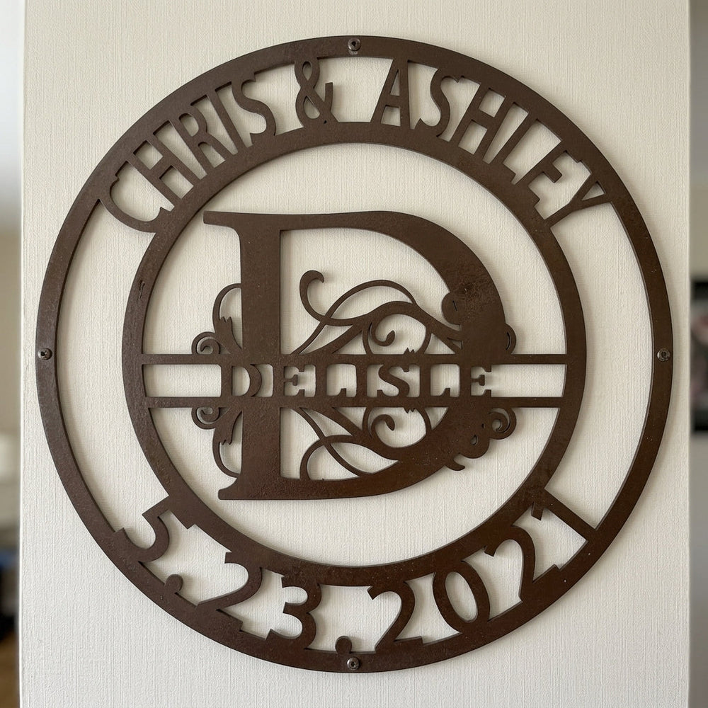 Custom Metal Wall Art - Personalized Split Letter Name Sign