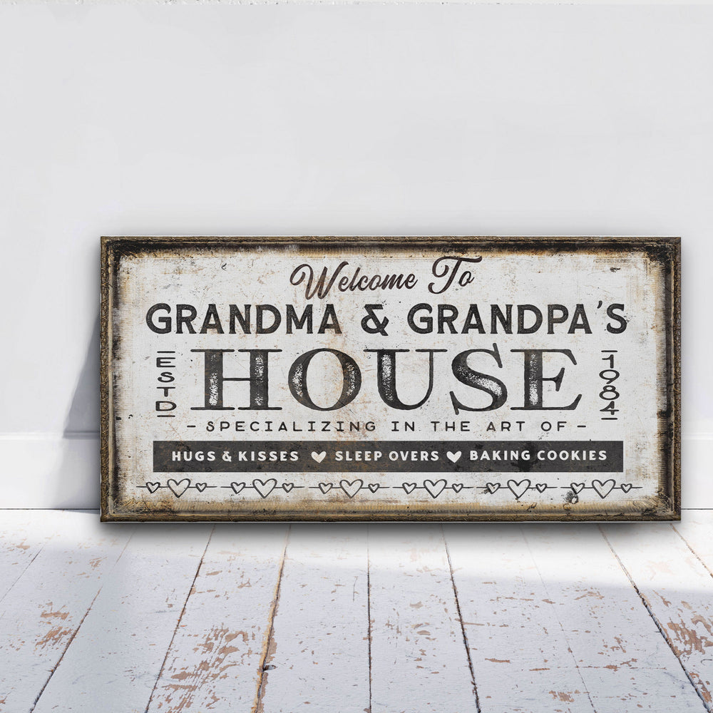 Grandma & Grandpas House Canvas Sign | Personalizable Grandparent Gift